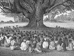 Preaching under tree